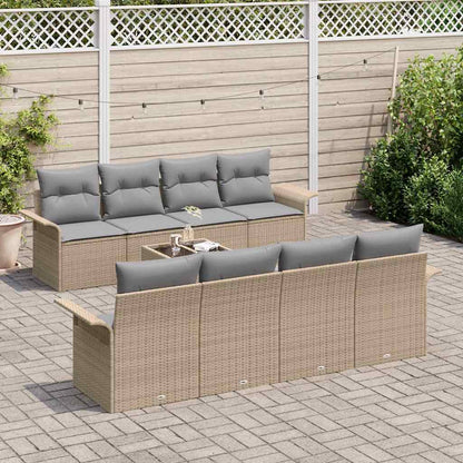 Tuin Sofa Set met kussen 9 pcs Beige en Grijs poly rattan