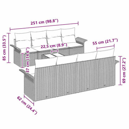 Tuin Sofa Set met kussen 9 pcs Beige en Grijs poly rattan