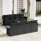 Tuin loungeset 9-delig zwart poly rattan