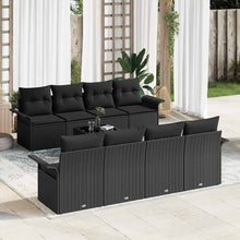Tuin Sofa Set met kussen met opslag 9 pcs Zwart poly rattan