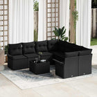 Loungeset poly rattan 9-delig zwart met opbergruimte