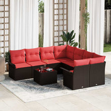 Tuin Sofa Set met kussen 9 pcs Beige en Rood poly rattan
