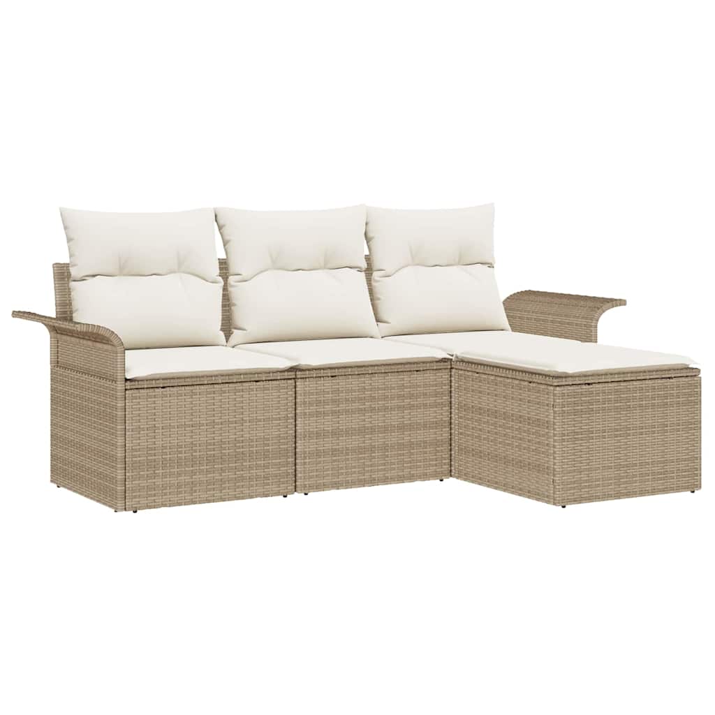 Tuin Sofa Set 4 st Beige poly rattan