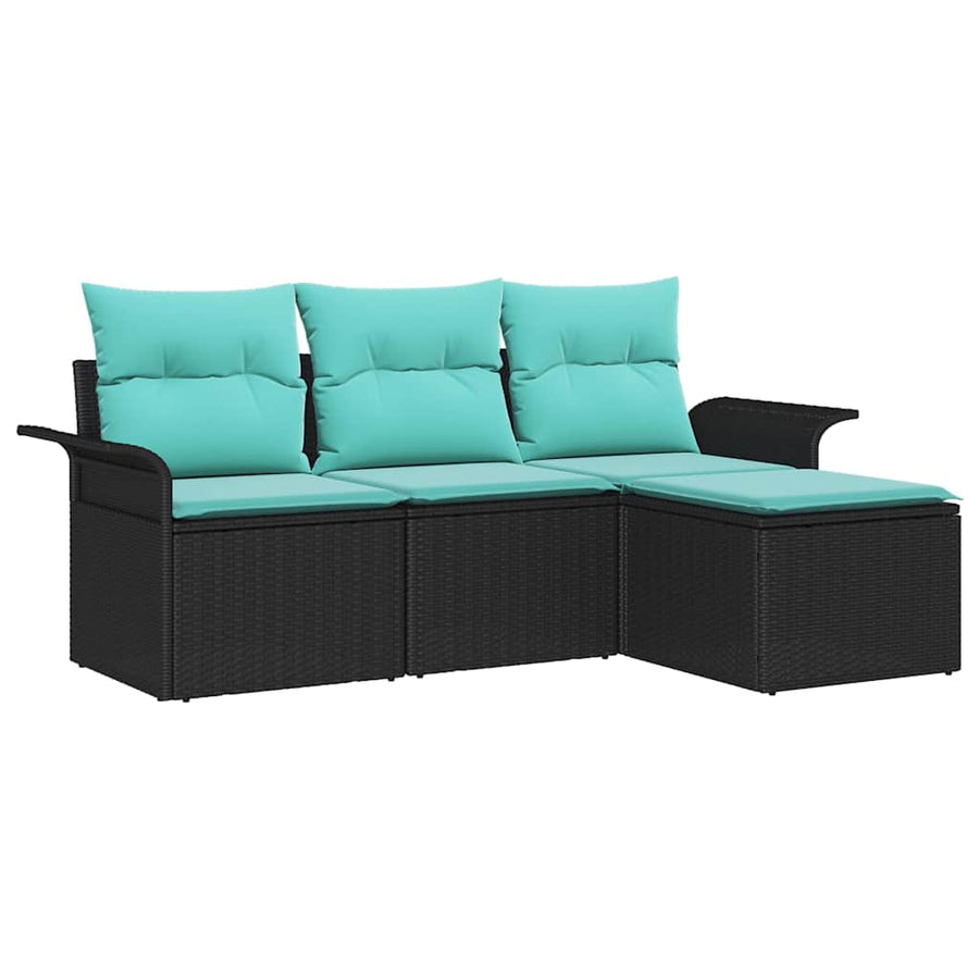 Tuin Sofa Set met kussen met opslag 4 pcs Zwart poly rattan