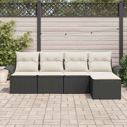 Tuin Sofa Set met kussen met opslag 5 pcs Zwart poly rattan