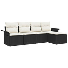 Tuin Sofa Set met kussen met opslag 5 pcs Zwart poly rattan