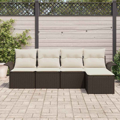 Tuin Sofa Set met kussen met opslag 5 pcs Bruin poly rattan
