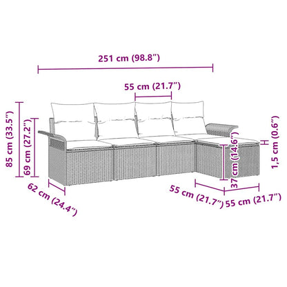 Tuin Sofa Set met kussen met opslag 5 pcs Bruin poly rattan