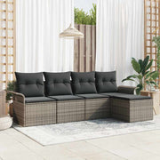 Tuinset poly rattan 5-delig grijs