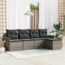 Tuin Sofa Set met kussen met opslag 5 pcs Grijs poly rattan