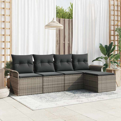 Tuin Sofa Set met kussen met opslag 5 pcs Grijs poly rattan