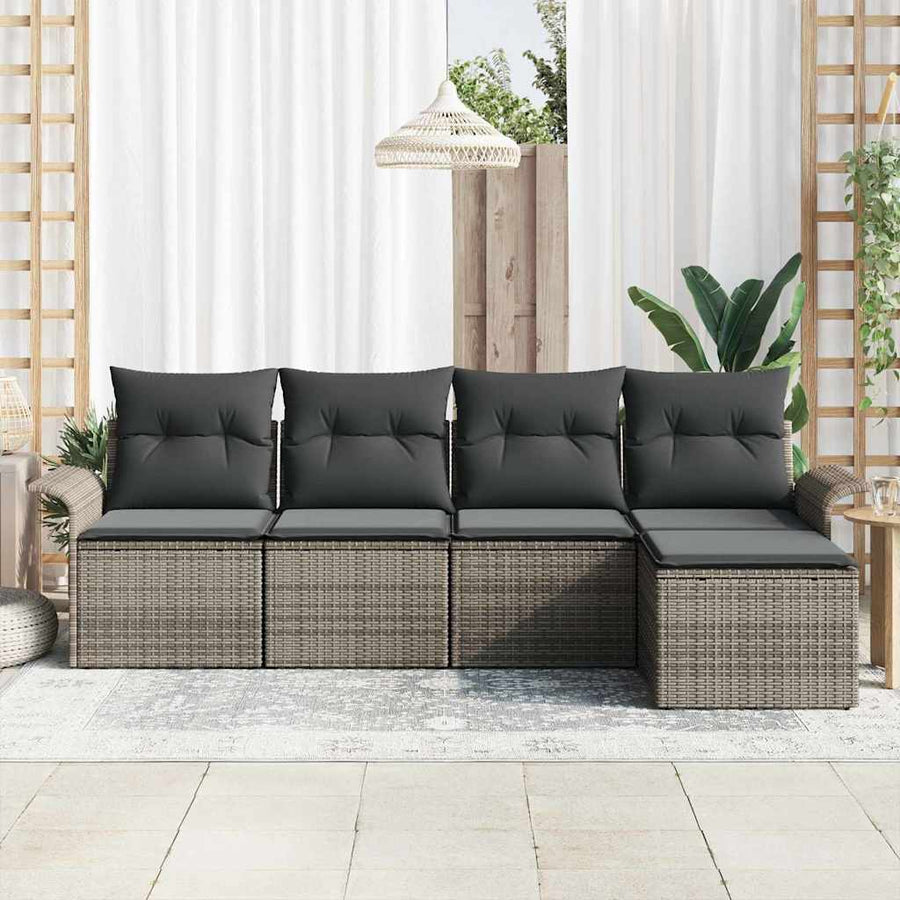 Tuin Sofa Set met kussen met opslag 5 pcs Grijs poly rattan