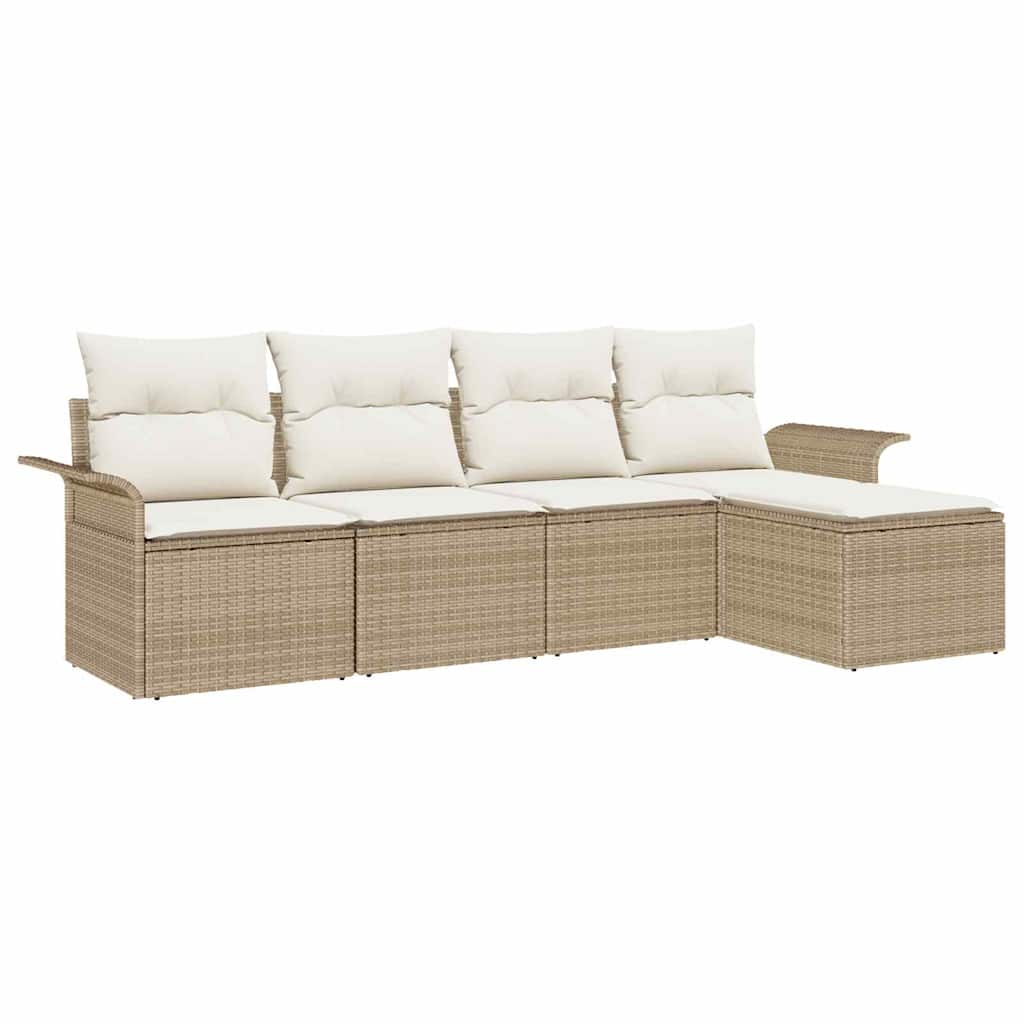 Tuin Sofa Set met kussen met opslag 5 pcs Beige poly rattan