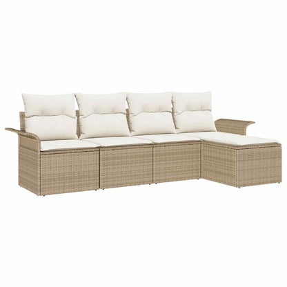 Tuin Sofa Set met kussen met opslag 5 pcs Beige poly rattan