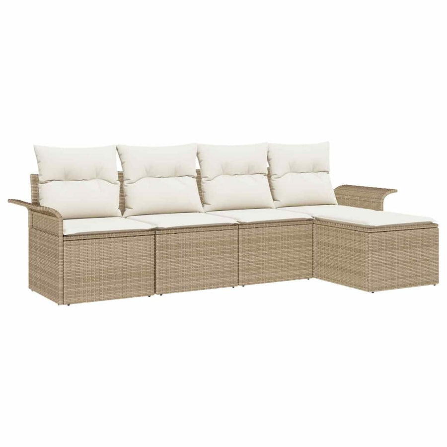 Tuin Sofa Set met kussen met opslag 5 pcs Beige poly rattan