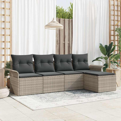 Tuin Sofa Set met kussen 5 pcs Lichtgrijs poly rattan