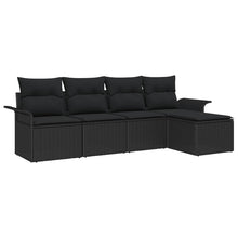 Tuin Sofa Set met kussen met opslag 5 pcs Zwart poly rattan