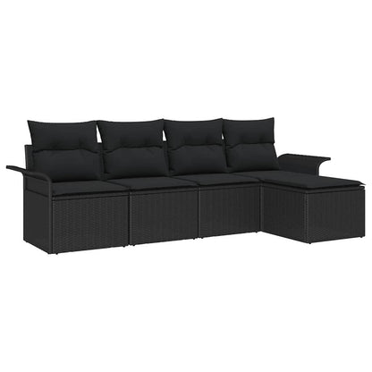 Tuin Sofa Set met kussen met opslag 5 pcs Zwart poly rattan