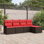 Tuinset poly rattan 5-delig bruin met opslag