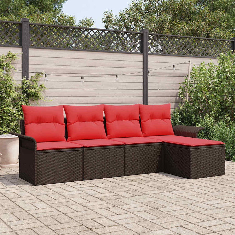 Tuin Sofa Set met opslag 5 pcs Bruin poly rattan