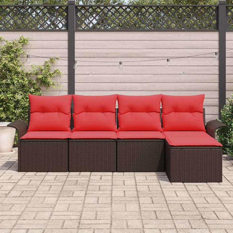 Tuin Sofa Set met opslag 5 pcs Bruin poly rattan