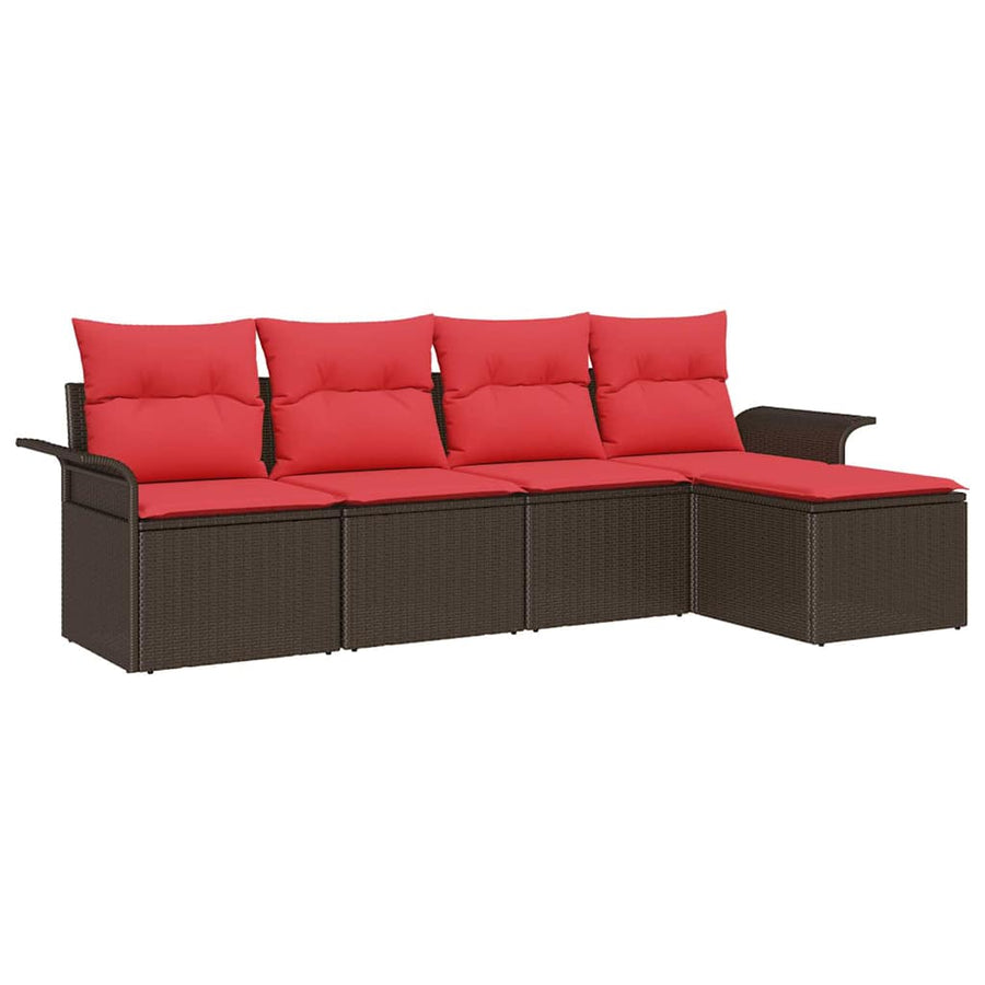 Tuin Sofa Set met opslag 5 pcs Bruin poly rattan