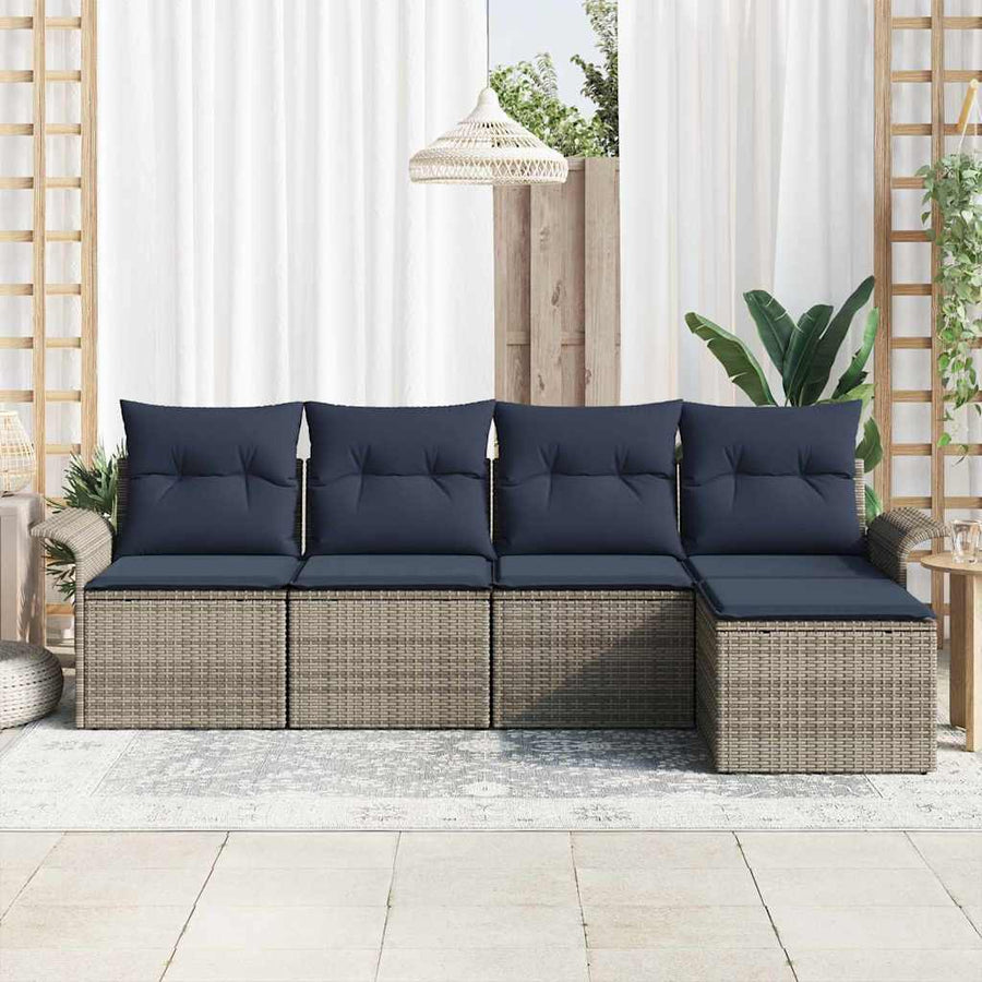 Tuin Sofa Set met opslag 5 pcs Grijs poly rattan