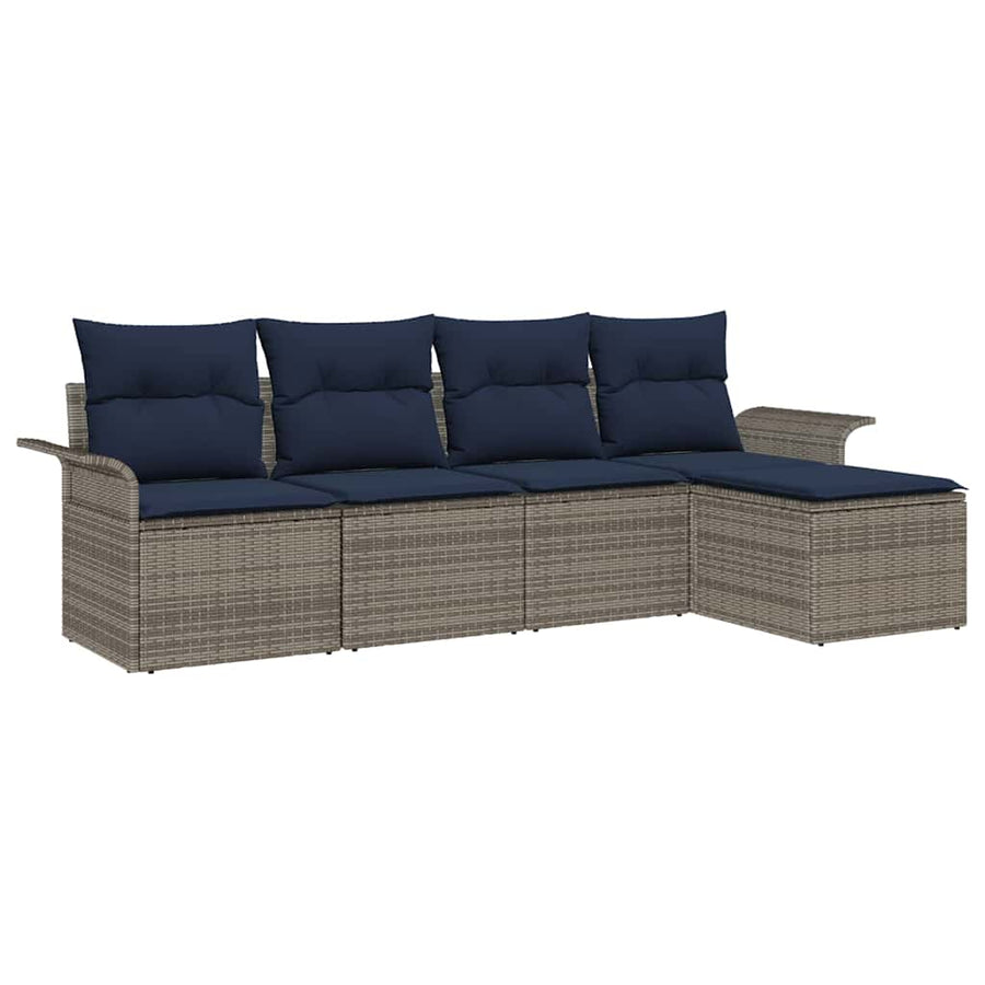 Tuin Sofa Set met opslag 5 pcs Grijs poly rattan