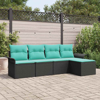 Tuin Sofa Set met opslag 5 pcs Zwart poly rattan