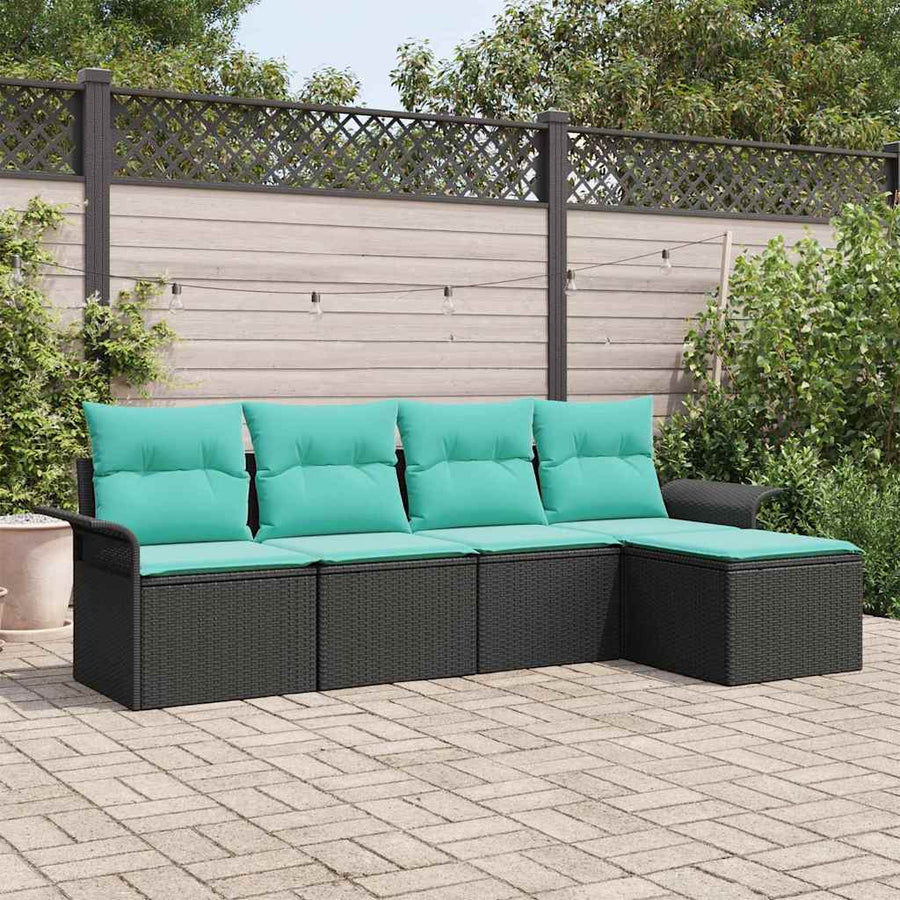 Tuin Sofa Set met opslag 5 pcs Zwart poly rattan