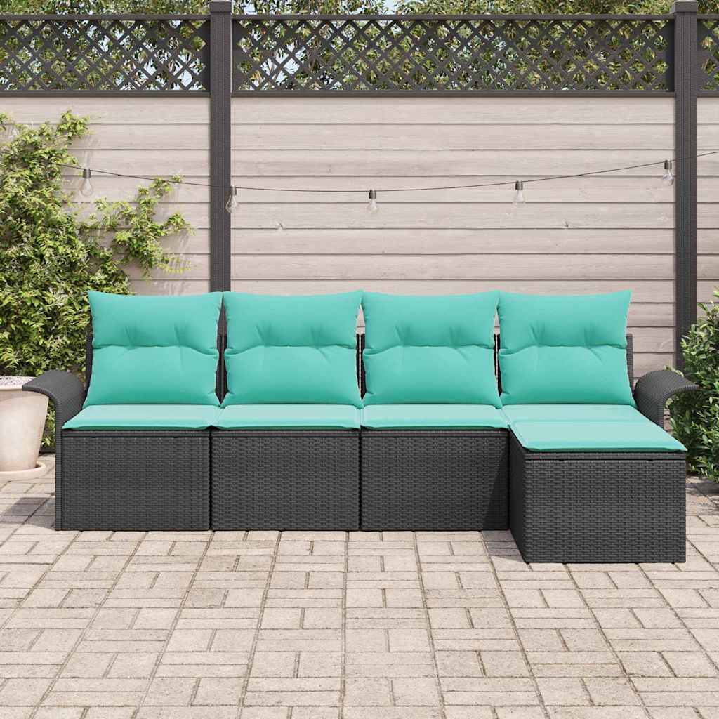 Tuin Sofa Set met opslag 5 pcs Zwart poly rattan