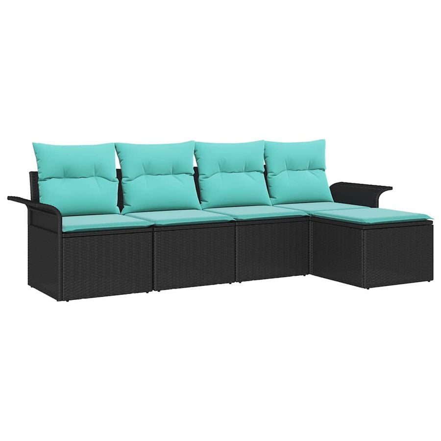Tuin Sofa Set met opslag 5 pcs Zwart poly rattan