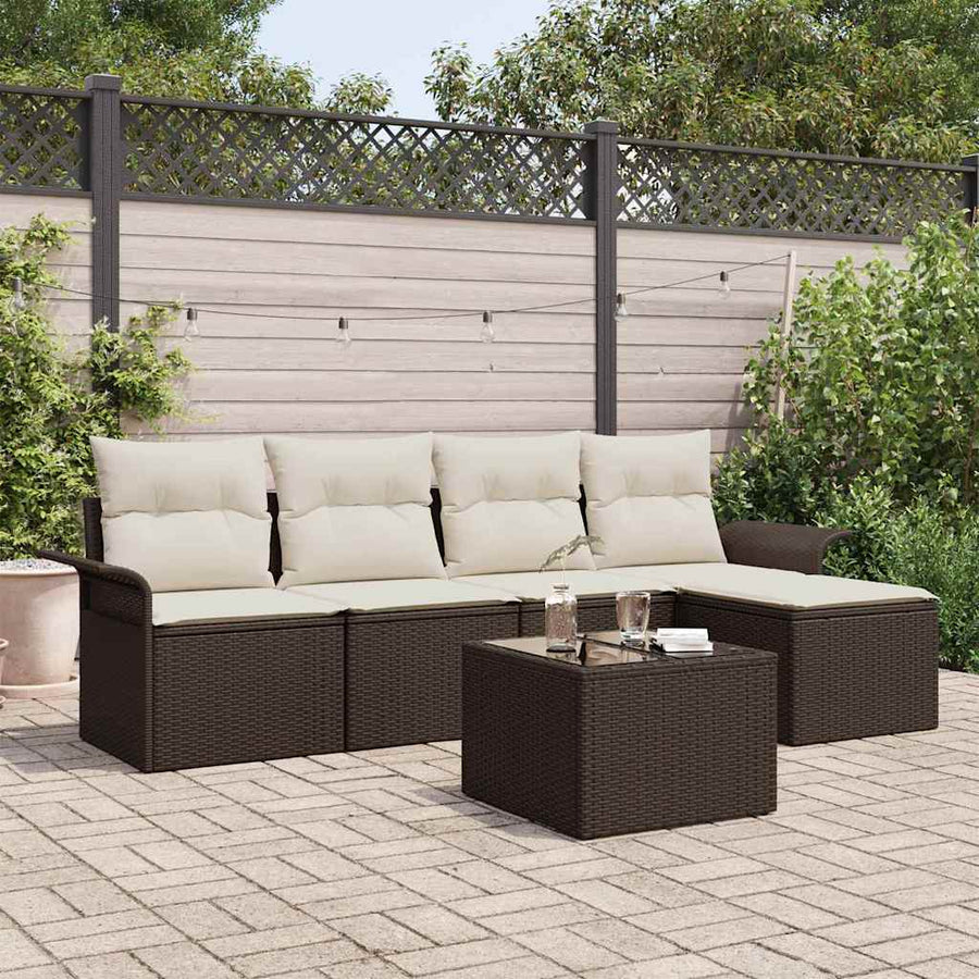 Tuin Sofa Set met kussen met opslag 6 pcs Bruin poly rattan
