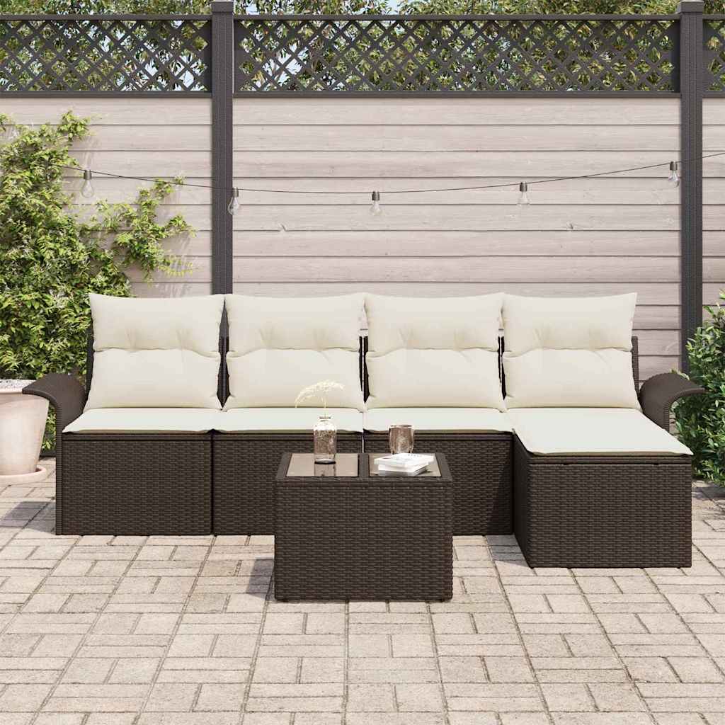 Tuin Sofa Set met kussen met opslag 6 pcs Bruin poly rattan