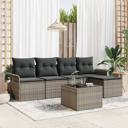 Tuin Sofa Set met kussen met opslag 6 pcs Grijs poly rattan