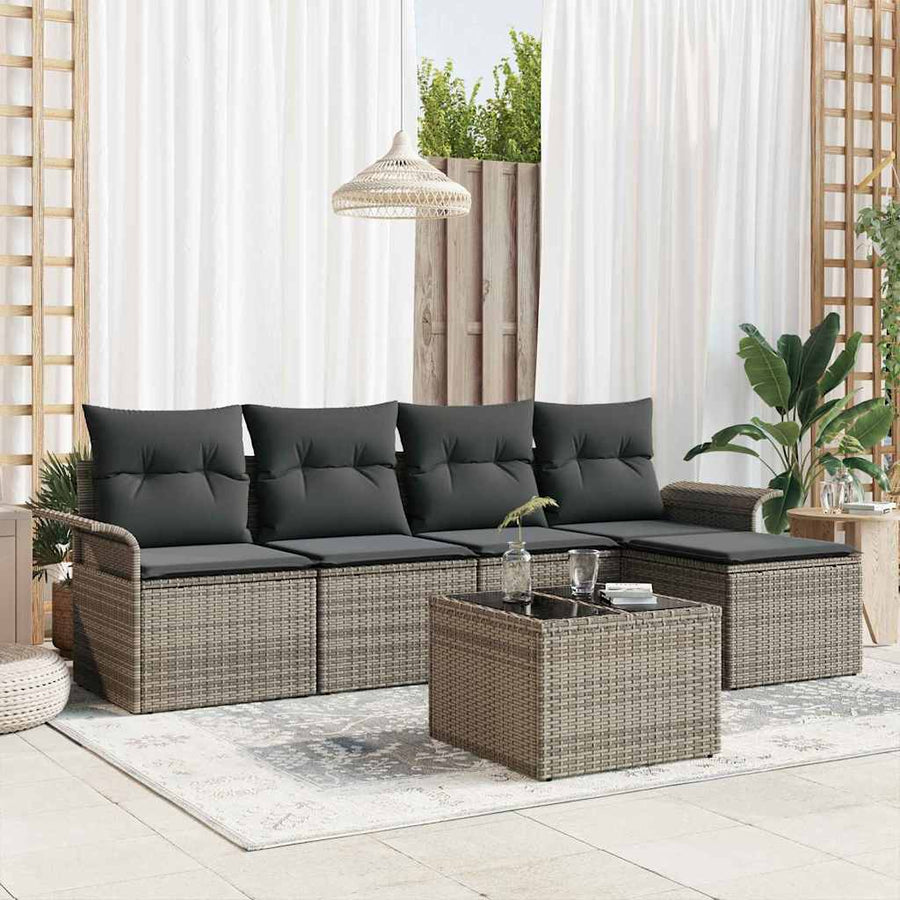 Tuin Sofa Set met kussen met opslag 6 pcs Grijs poly rattan
