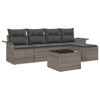 Tuin Sofa Set met kussen met opslag 6 pcs Grijs poly rattan