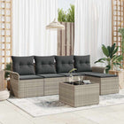Tuinset poly rattan lichtgrijs 6-delig