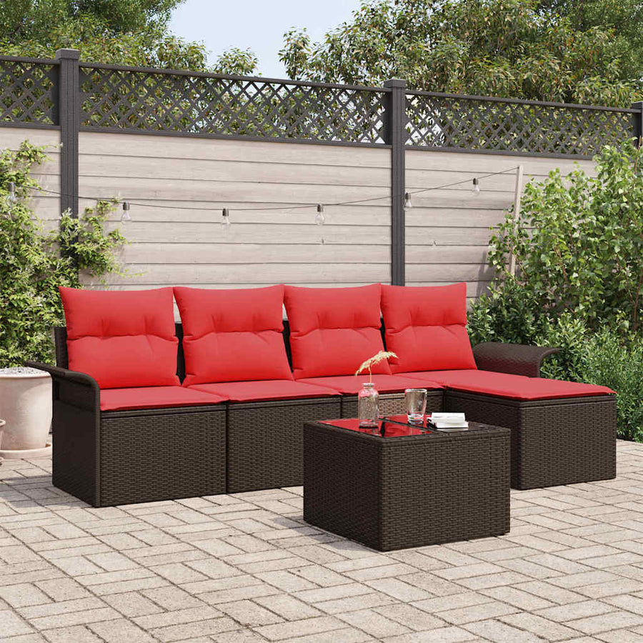Tuin Sofa Set met opslag 6 pcs Bruin poly rattan