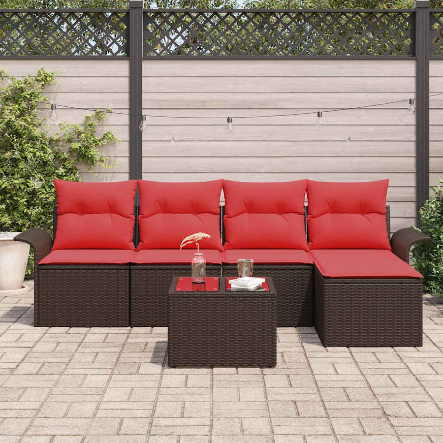 Tuin Sofa Set met opslag 6 pcs Bruin poly rattan