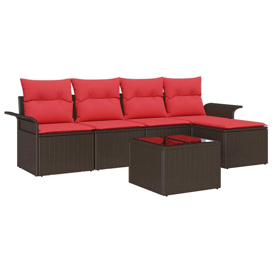 Tuin Sofa Set met opslag 6 pcs Bruin poly rattan