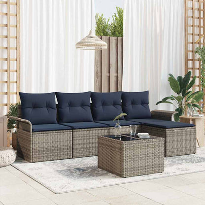 Tuin Sofa Set met opslag 6 pcs Grijs poly rattan