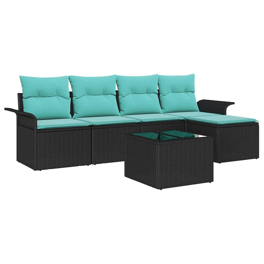 Tuin Sofa Set met opslag 6 pcs Zwart poly rattan