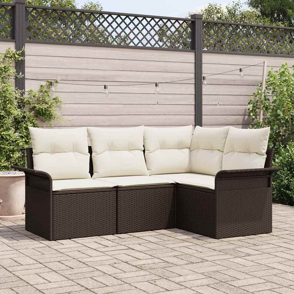 Tuin Sofa Set met opslag 4 pcs Bruin poly rattan