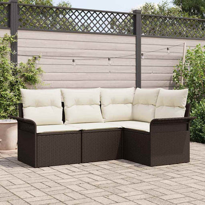 Tuin Sofa Set met opslag 4 pcs Bruin poly rattan