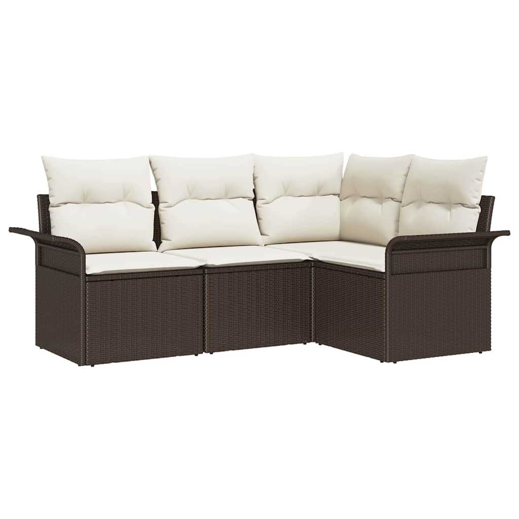 Tuin Sofa Set met opslag 4 pcs Bruin poly rattan