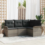 Loungeset tuin 4 personen poly rattan grijs