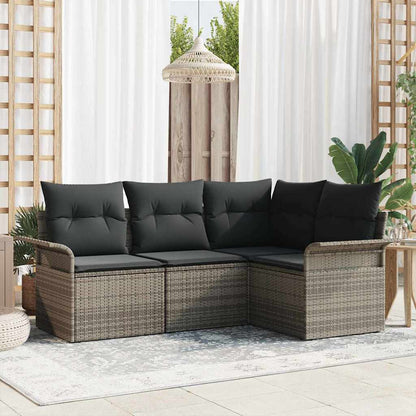 Tuin Sofa Set met opslag 4 pcs Grijs poly rattan