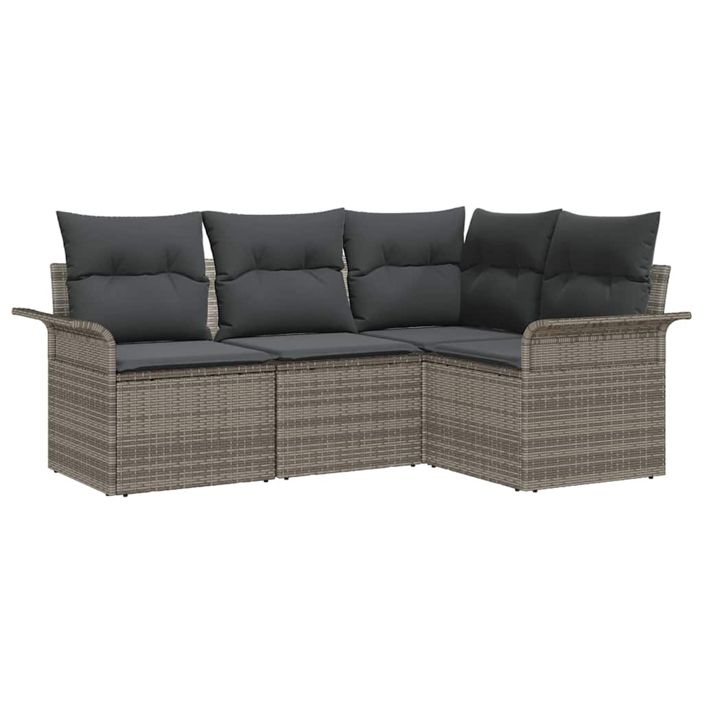 Tuin Sofa Set met opslag 4 pcs Grijs poly rattan
