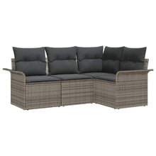 Tuin Sofa Set met opslag 4 pcs Grijs poly rattan